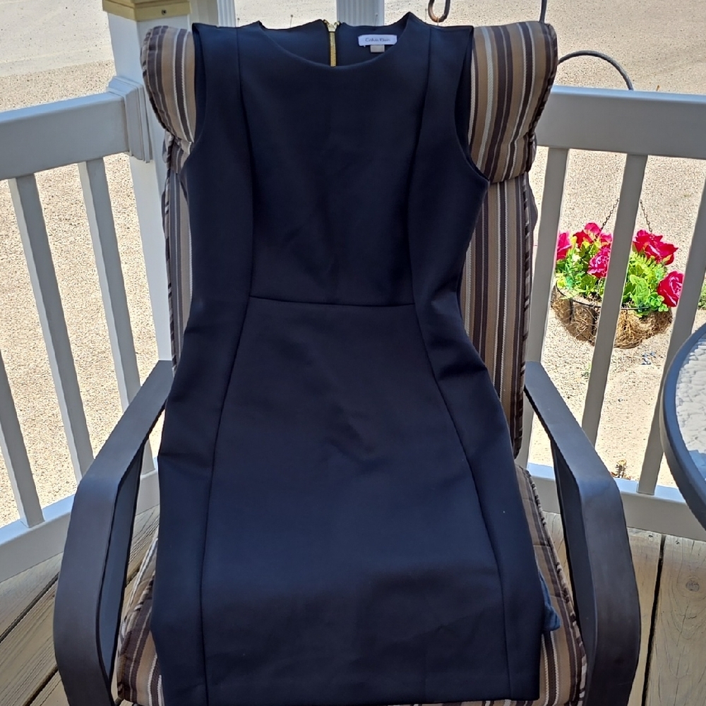 Calvin Klein Black Ribbed Sheath Midi Dress - Picture 8 of 13